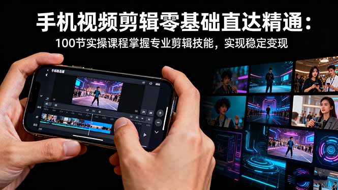 手机视频剪辑零基础直达精通：100节实操课程掌握专业剪辑技能，实现稳...-乐码云集