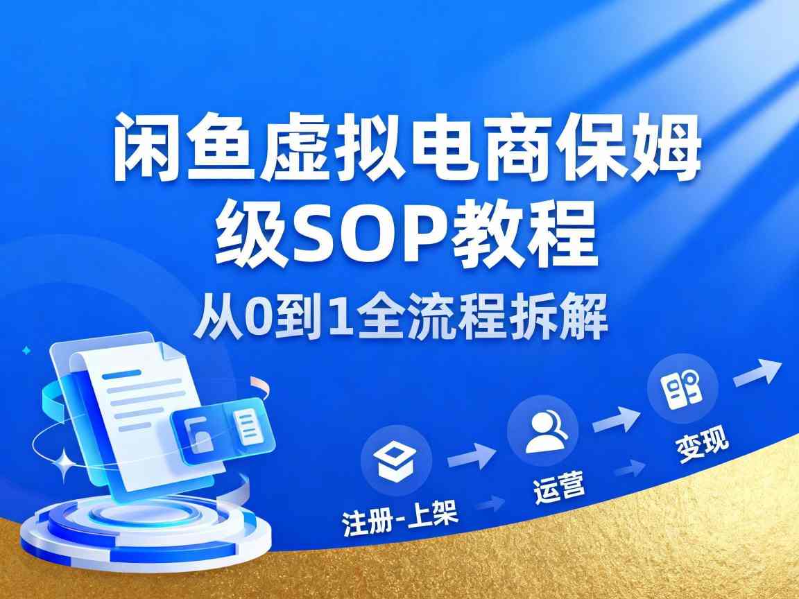 闲鱼虚拟电商，月入轻松过1W，保姆级SOP教程-乐码云集