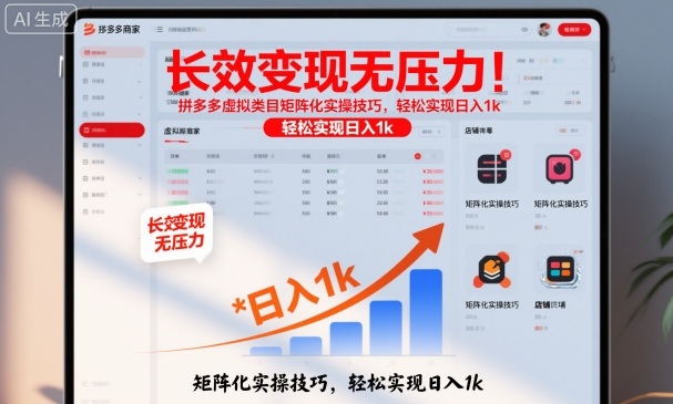 长效变现无压力！拼多多虚拟类目矩阵化实操技巧，轻松实现日入1k【揭秘】-乐码云集