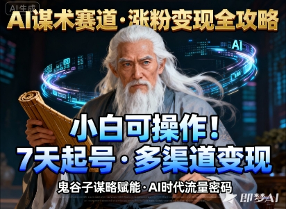 AI谋术赛道，涨粉快速，变现方式多样，小白可操作-乐码云集
