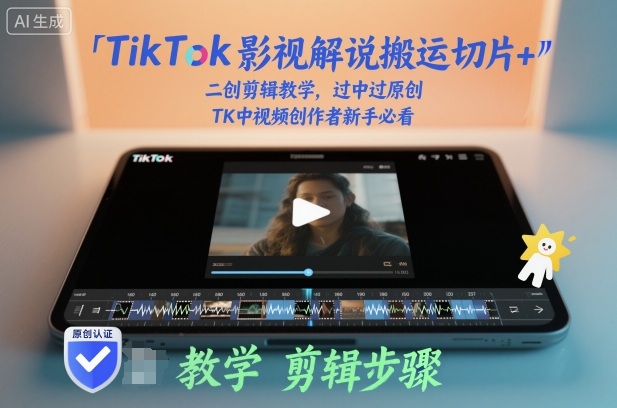 TikTok影视解说搬运切片+二创剪辑教学，过中过原创，TK中视频创作者新手必看-乐码云集