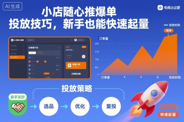 小店随心推爆单投放技巧，新手也能快速起量-乐码云集