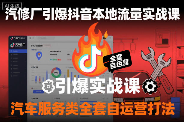 汽修厂引爆抖音本地流量实战课，汽车服务类全套自运营打法-乐码云集
