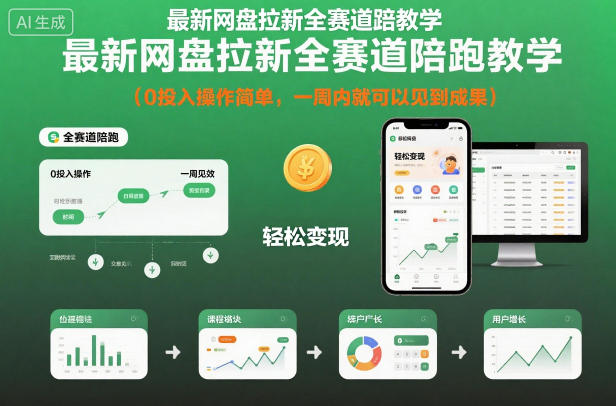 最新网盘拉新全赛道陪跑教学，0投入操作简单，一周内就可以见到成果-乐码云集