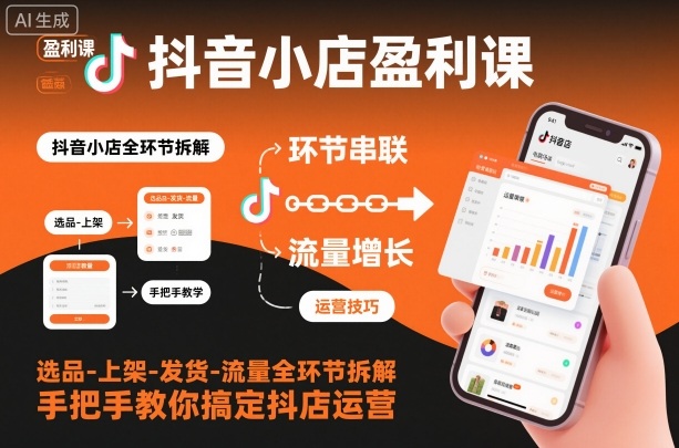 抖音小店盈利课-选品-上架-发货-流量全环节拆解，手把手教你搞定抖店运营-乐码云集