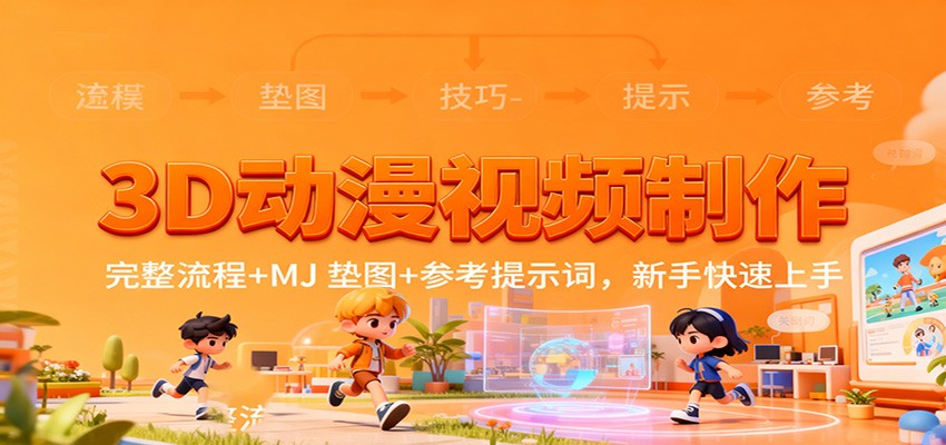 3D动漫视频制作,完整流程+MJ 垫图+参考提示词,新手快速上手-乐码云集