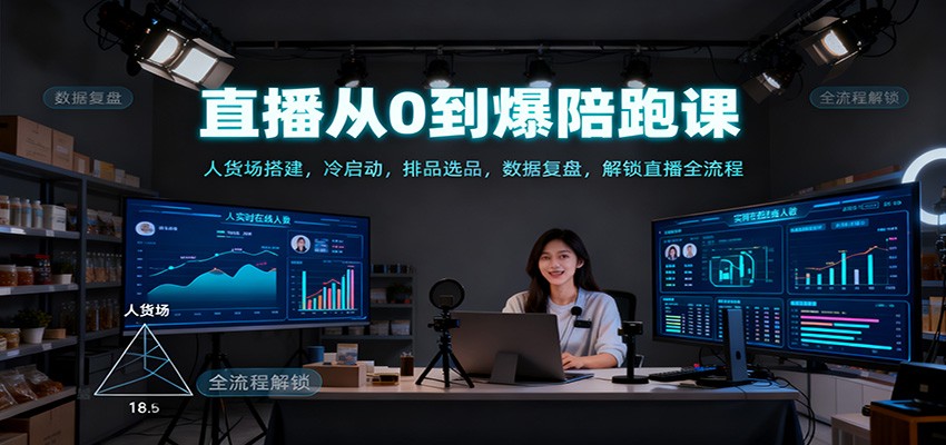 直播从0到爆陪跑课：人货场搭建，冷启动，排品选品，数据复盘，解锁直播全流程-乐码云集