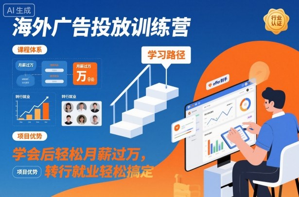 海外广告投放训练营，学会后轻松月薪过万，转行就业轻松搞定-乐码云集