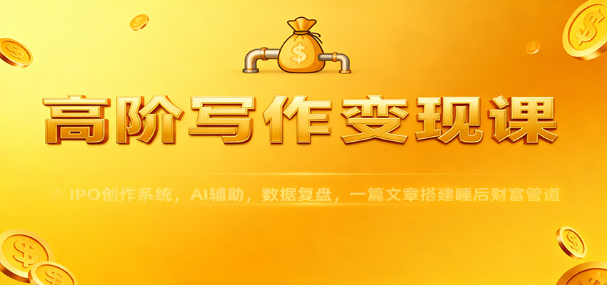 高阶写作变现课:IPO创作系统,AI辅助,数据复盘,一篇文章搭建睡后财富管道-乐码云集