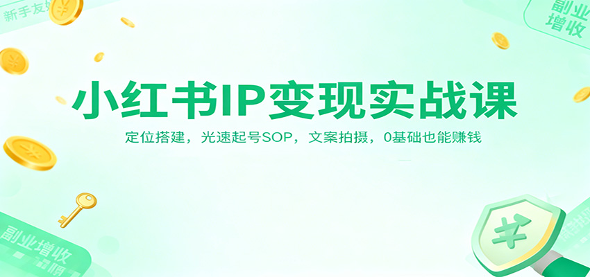 小红书IP变现实战课:定位搭建,光速起号SOP,文案拍摄,0基础也能赚钱-乐码云集