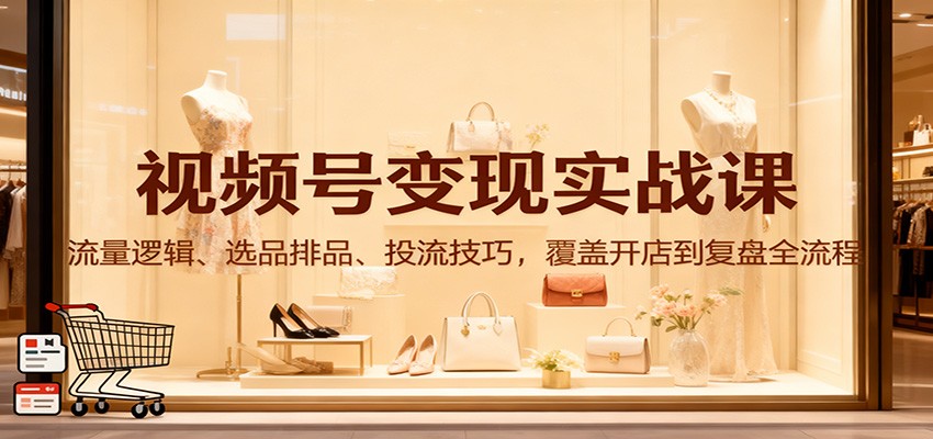 视频号变现实战课:流量逻辑、选品排品、投流技巧,覆盖开店到复盘全流程-乐码云集