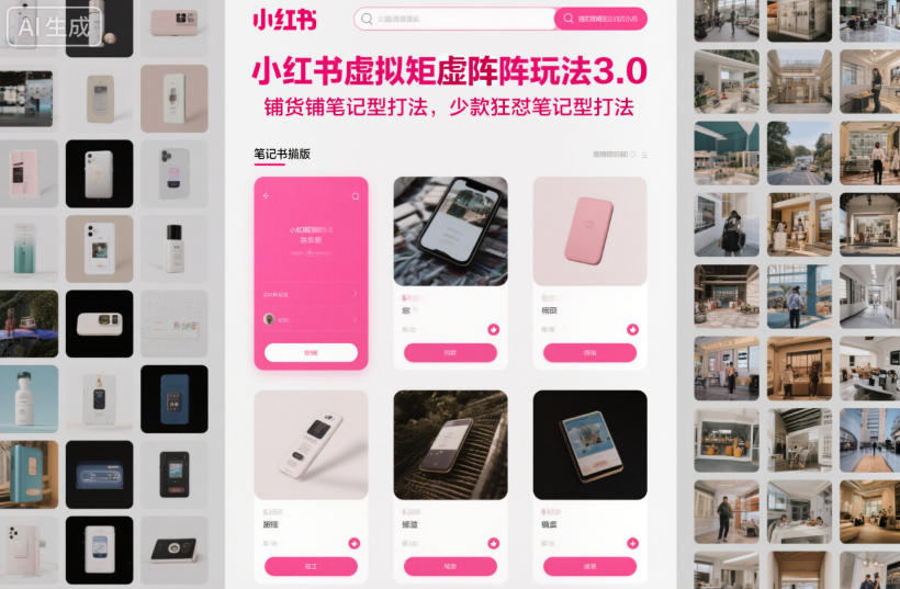 小红书虚拟矩阵玩法3.0，铺货铺笔记型打法，少款狂怼笔记型打法-乐码云集