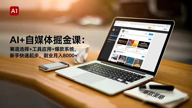 AI+自媒体掘金课：赛道选择+工具应用+爆款系统，新手快速起步，副业月入8000+-乐码云集