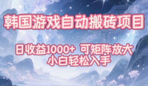 韩国游戏自动搬砖项目，日收益1k+，可矩阵放大，小白轻松入手【揭秘】-乐码云集
