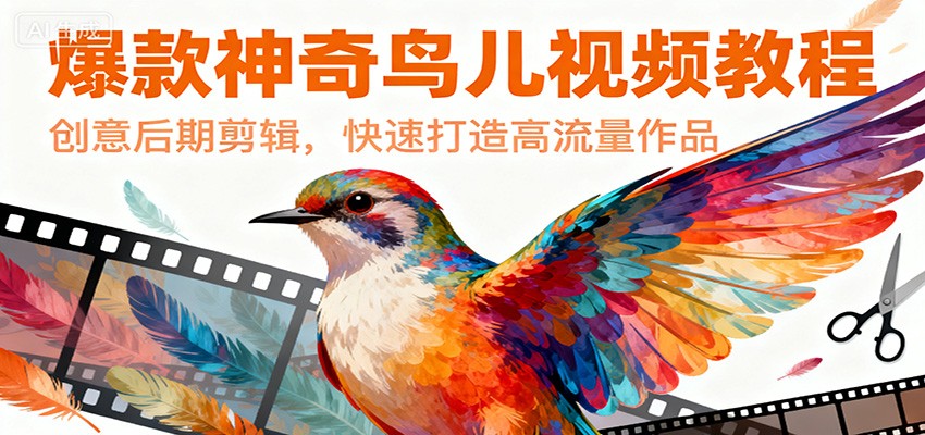 爆款神奇鸟儿视频教程，创意后期剪辑，快速打造高流量作品-乐码云集