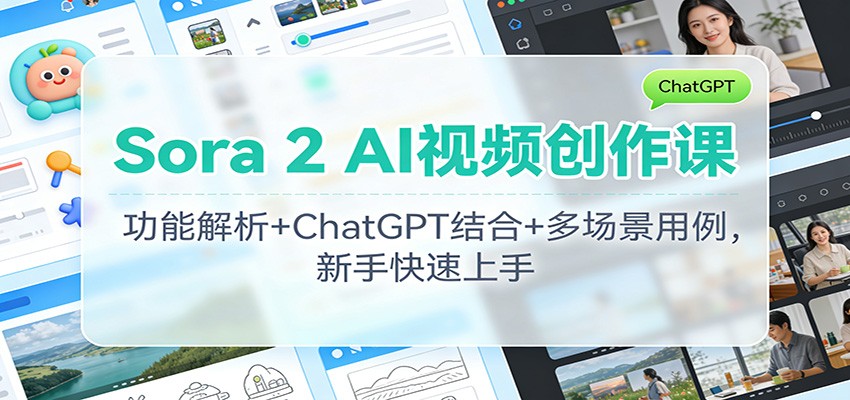 Sora 2 AI视频创作课:功能解析+ChatGPT结合+多场景用例,新手快速上手-乐码云集