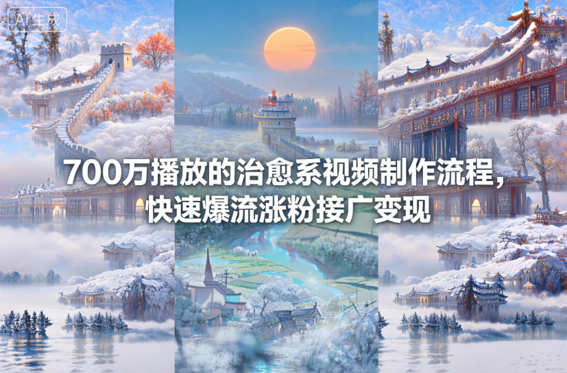 700万播放的治愈系视频制作流程，快速爆流涨粉接广变现-乐码云集