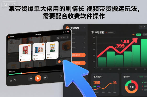 某带货爆单大佬用的剧情长视频带货搬运玩法，需要配合收费软件操作-乐码云集