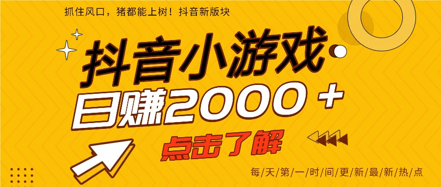 5年爆火的抖音小游戏项目，一部手机日入2000+-乐码云集