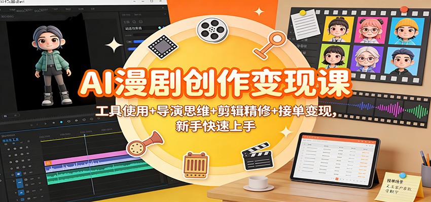 AI漫剧创作变现课:工具使用+导演思维+剪辑精修+接单变现,新手快速上手-乐码云集