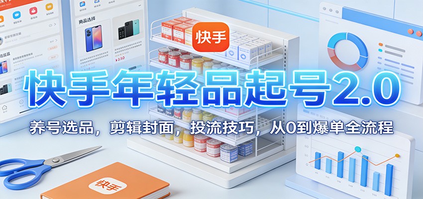 快手年轻品起号2.0:养号选品,剪辑封面,投流技巧,从0到爆单全流程-乐码云集
