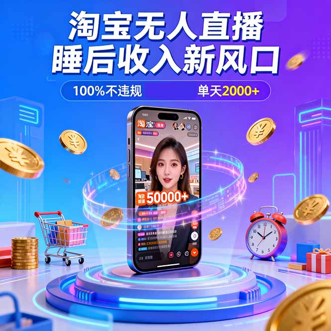淘宝无人直播，不违规不封号，直播100小时卖了5万，年底旺季！-乐码云集