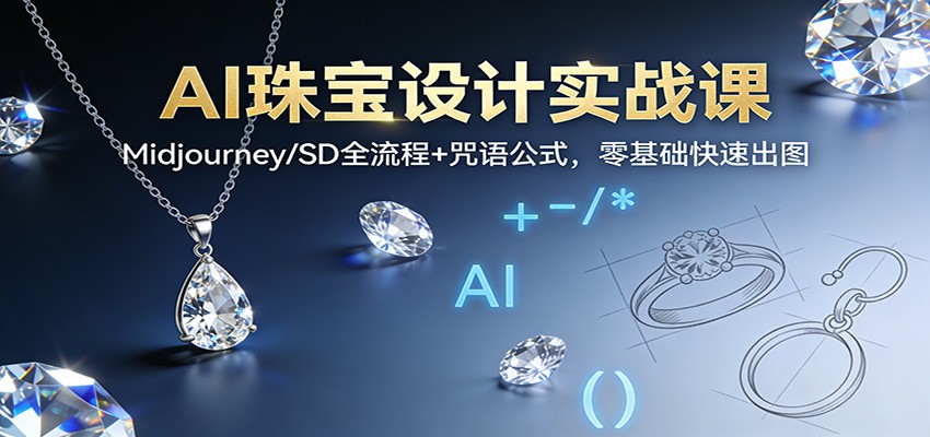 AI珠宝设计实战课:Midjourney/SD全流程+咒语公式,零基础快速出图-乐码云集