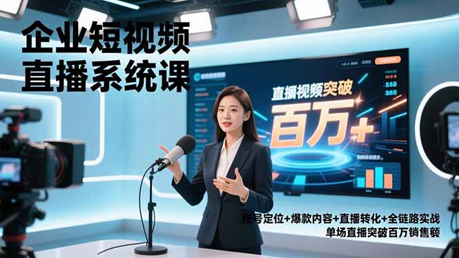 企业短视频直播系统课，账号定位+爆款内容+直播转化+全链路实战，单场直播突破百万销售额-乐码云集