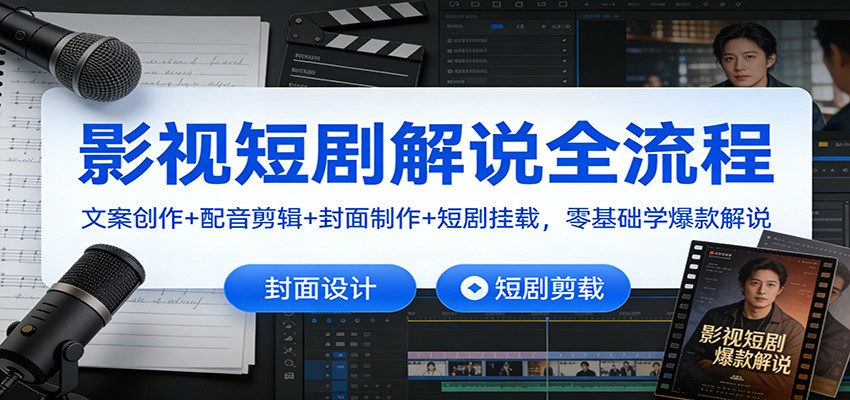 影视短剧解说全流程:文案创作+配音剪辑+封面制作+短剧挂载,零基础学爆款解说-乐码云集