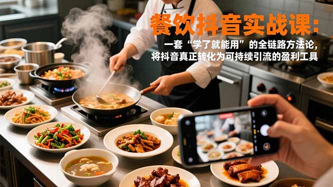 餐饮抖音实战课：一套“学了就能用”的全链路方法论，将抖音真正转化为可持续引流的盈利工具-乐码云集