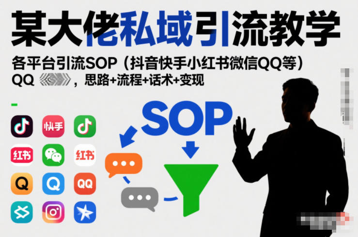 某大佬私域引流教学，各平台引流SOP(抖音快手小红书微信QQ等)，思路+流程+话术+变现-乐码云集