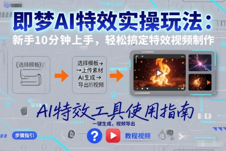即梦AI特效实操玩法：新手10分钟上手，轻松搞定特效视频制作-乐码云集