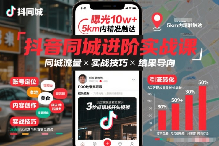 抖音同城进阶实战课，助你同城流量拿到结果-乐码云集