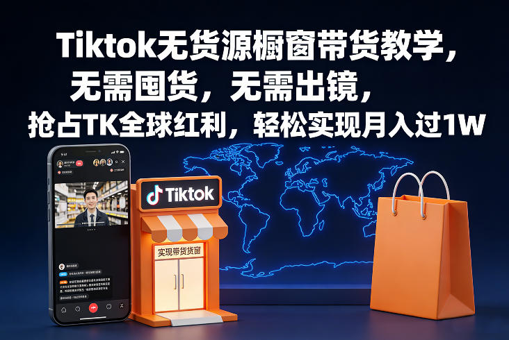 Tiktok无货源橱窗带货教学，无需囤货，无需出镜，抢占TK全球红利，轻松实现月入过1W-乐码云集