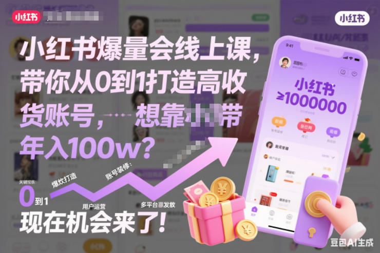 小红书爆量会线上课,带你从0到1打造高收益带货账号,想靠小红书带货年入100w?现在机会来了!(更新)-乐码云集