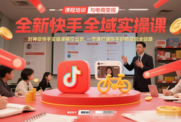 全新快手全域实操课，封神级快手实操课横空出世，一节课打通快手好物变现全链路-乐码云集
