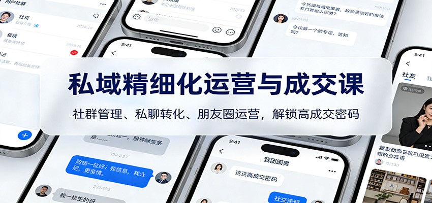 私域精细化运营与成交课:社群管理、私聊转化、朋友圈运营,解锁高成交密码-乐码云集