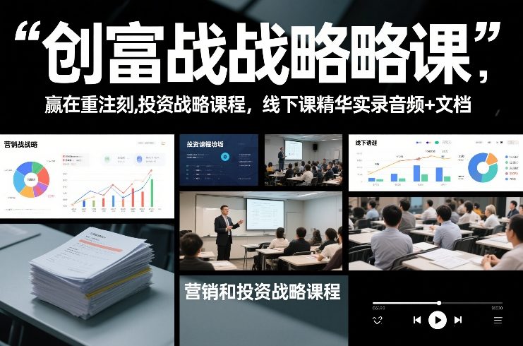 创富战略课，赢在重注时刻，营销和投资战略课程，线下课精华实录音频+文档-乐码云集