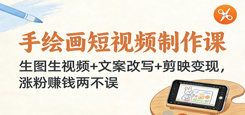 手绘画短视频制作课:生图生视频+文案改写+剪映变现,涨粉赚钱两不误-乐码云集