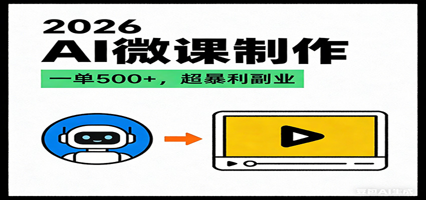 2026AI 风口最稳副业:微课代写制作,一单 500+,人人可做的蓝海项目-乐码云集