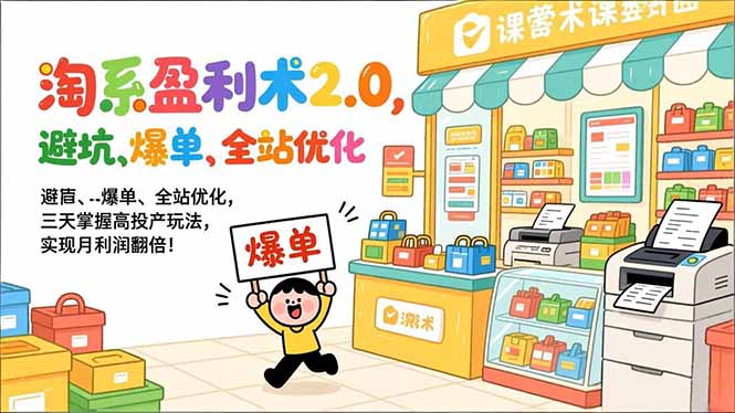 淘系盈利术2.0，避坑、爆单、全站优化，三天掌握高投产玩法，实现月利润翻倍！-乐码云集