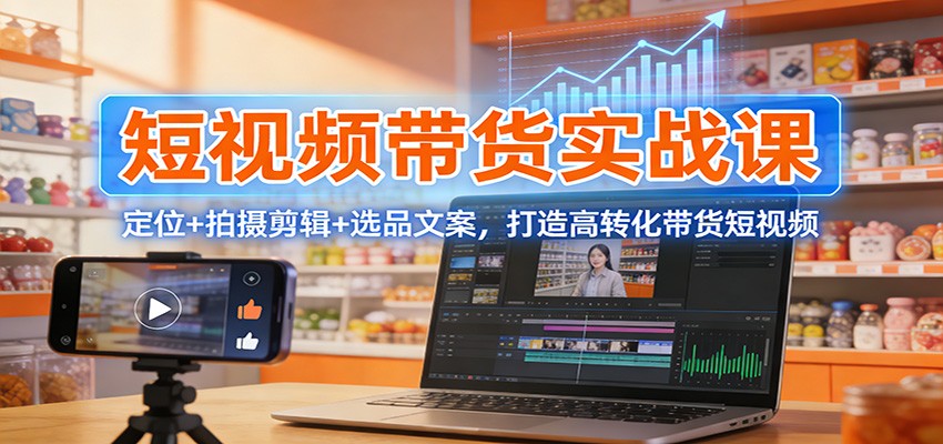 短视频带货实战课：定位+拍摄剪辑+选品文案，打造高转化带货短视频-乐码云集