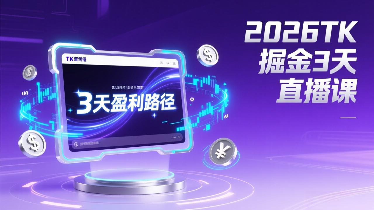2026TK掘金直播课，起号涨粉+直播带货+商单变现+3天打通盈利路径，月入过万美金-乐码云集