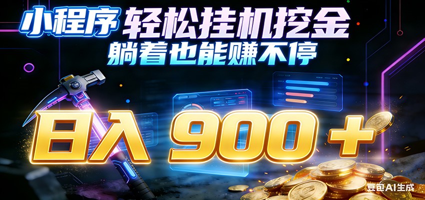 小程序挂机挖金，自动赚金币换现金，多号并行日入900+，轻松搞副业-乐码云集