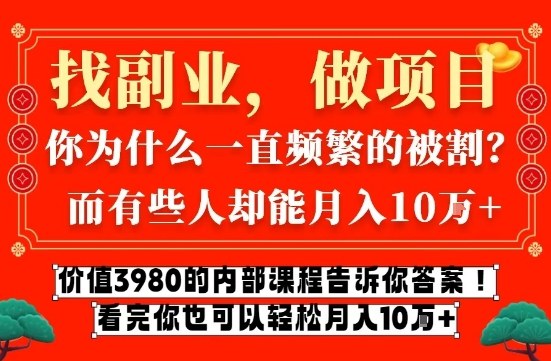 价值3980的网创内部课程，告诉你互联网创业月入10个W的秘密【揭秘】-乐码云集