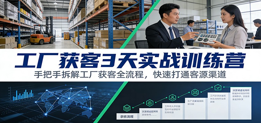 工厂获客3天实战训练营：手把手拆解工厂获客全流程，快速打通客源渠道-乐码云集