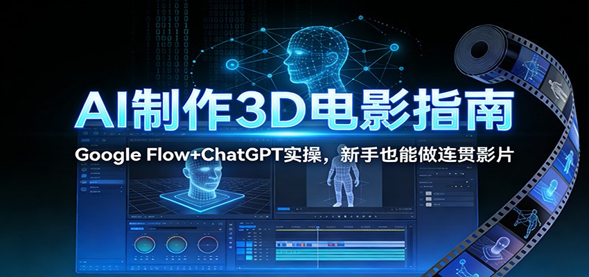 AI制作3D电影指南：Google Flow+ChatGPT实操，新手也能做连贯影片-乐码云集