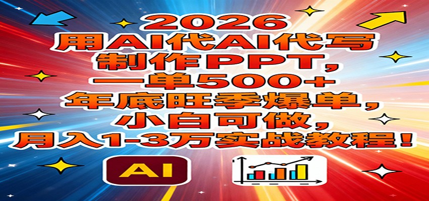 2026用AI代写制作PPT,一单500+,年底旺季爆单,小白可做,月入1-3万实战教程-乐码云集