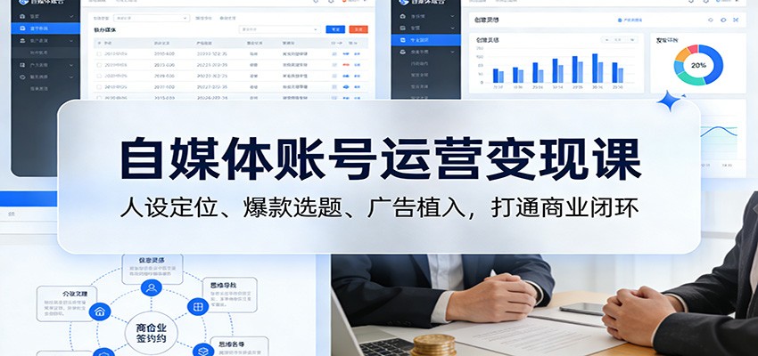 自媒体账号运营变现课:人设定位、爆款选题、广告植入,打通商业闭环-乐码云集
