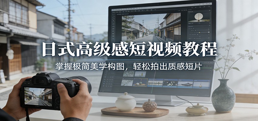 日式高级感短视频教程:掌握极简美学构图,轻松拍出质感短片-乐码云集